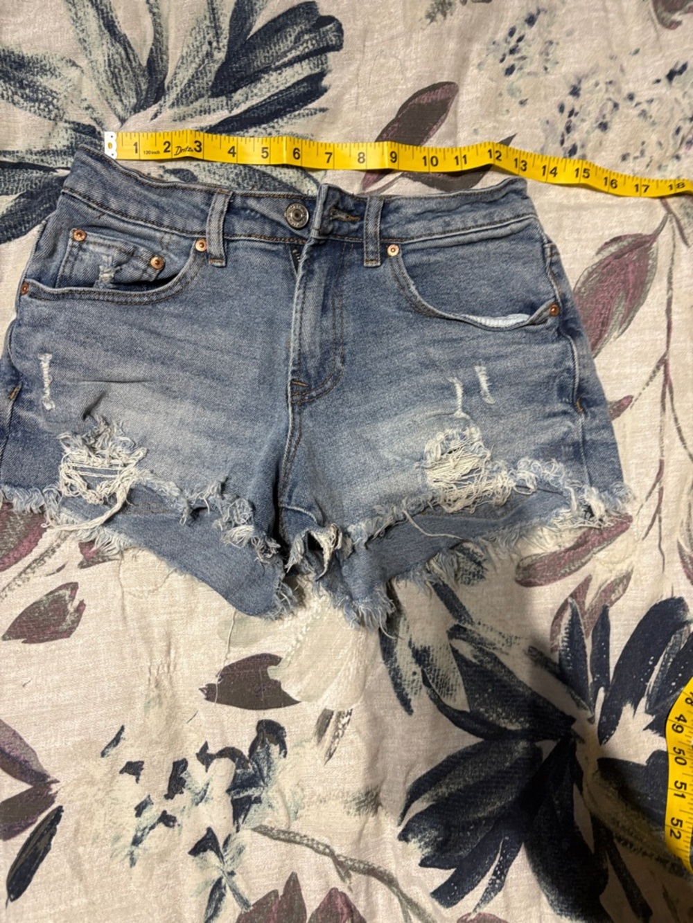 Almost Famous Medium Blue Distressed Denim Cutoff Shorts